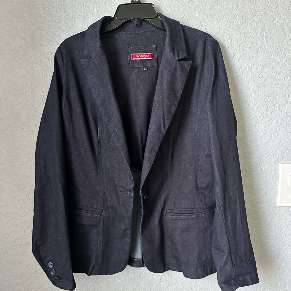 Red Engine Denim Jean Blazer Size Large